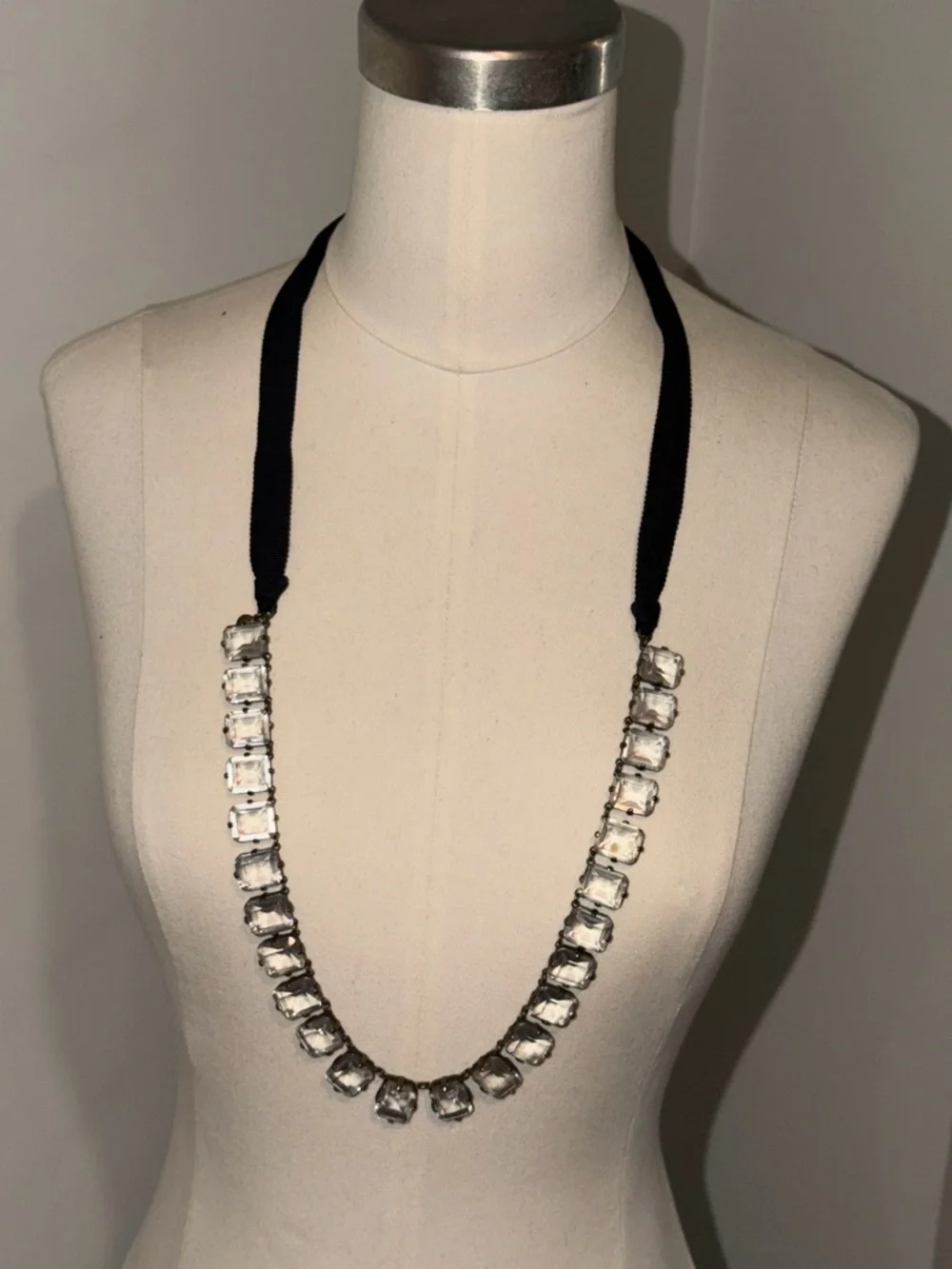 J.Crew Crystal Grosgrain Ribbon Necklace - Picture 1 of 3